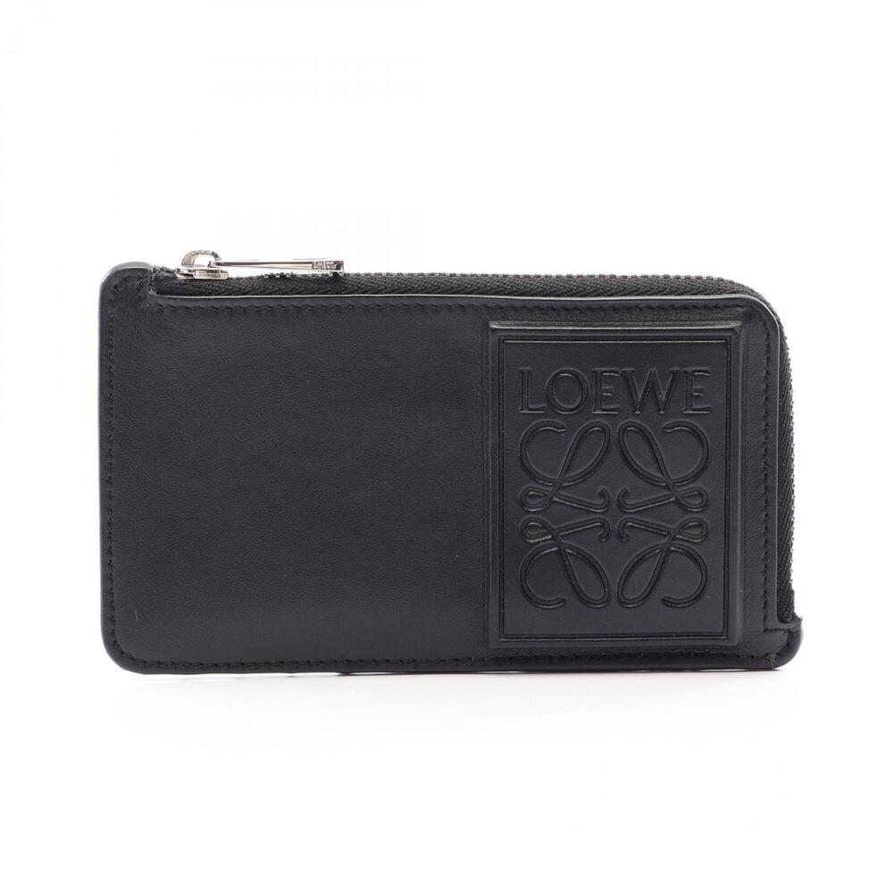 Loewe Anagram Coin Card Holder Wallet - Leather for Women, Black